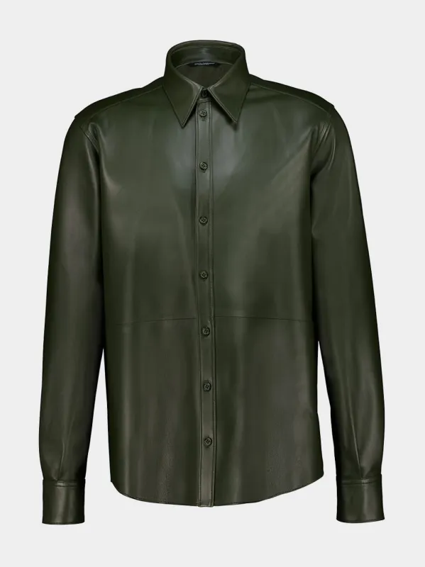 Green Nappa Leather Shirt made by Dolce & Gabanna