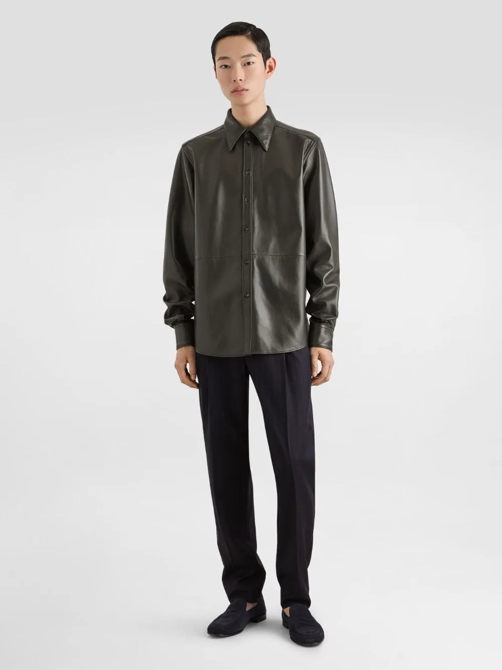 Green Nappa Leather Shirt sold by Fashion Clinic product image thumbnail 2