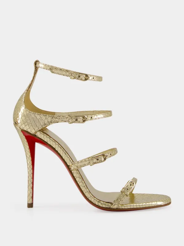 Antique Gold Millenium 100 Python Leather Sandals made by Christian Louboutin