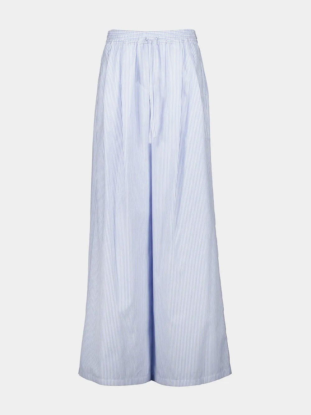Blue Striped Cotton Wide-Leg Trousers sold by Fashion Clinic