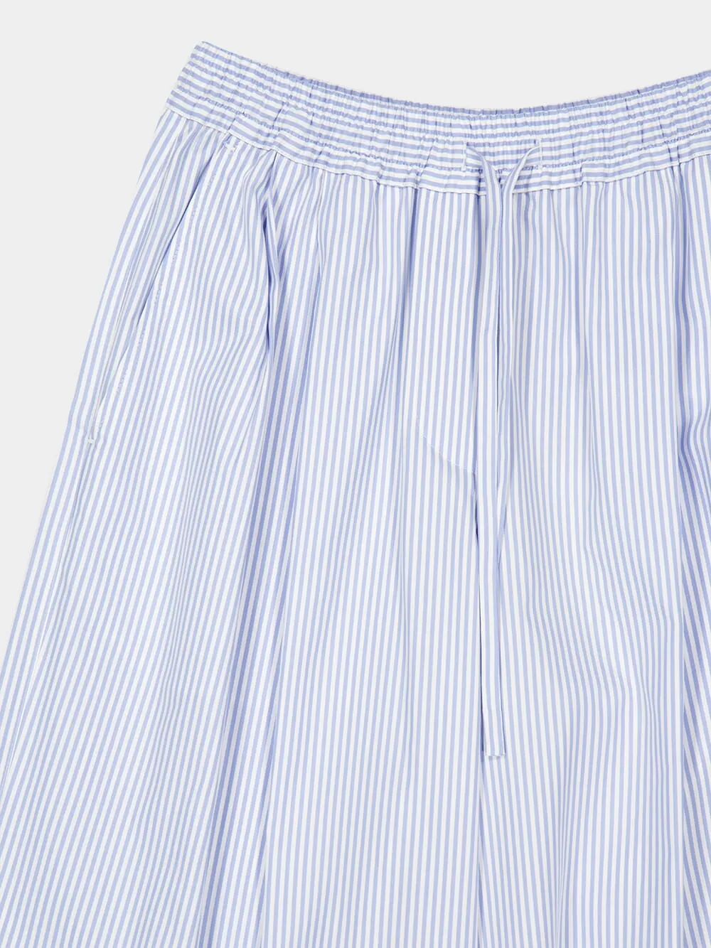 Blue Striped Cotton Wide-Leg Trousers sold by Fashion Clinic product image thumbnail 3