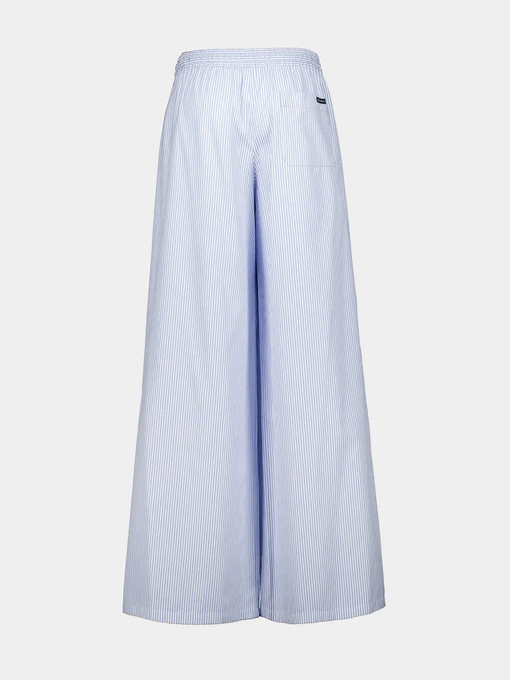 Blue Striped Cotton Wide-Leg Trousers sold by Fashion Clinic product image thumbnail 2