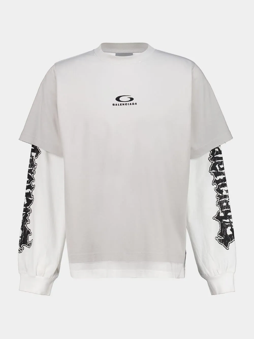 Light Grey and White Hybrid Double T-Shirt sold by Fashion Clinic product image thumbnail 2