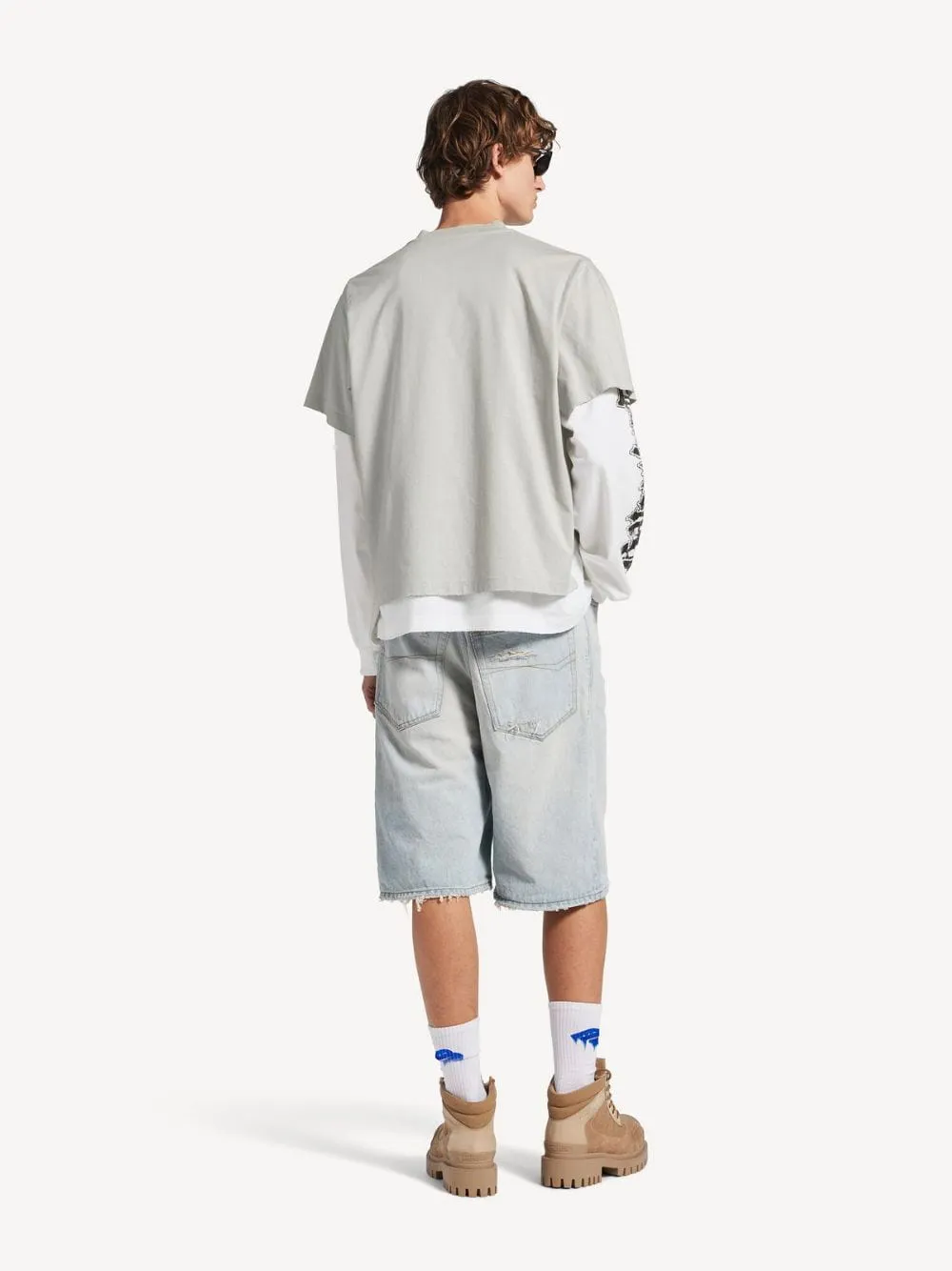 Light Grey and White Hybrid Double T-Shirt sold by Fashion Clinic product image thumbnail 3