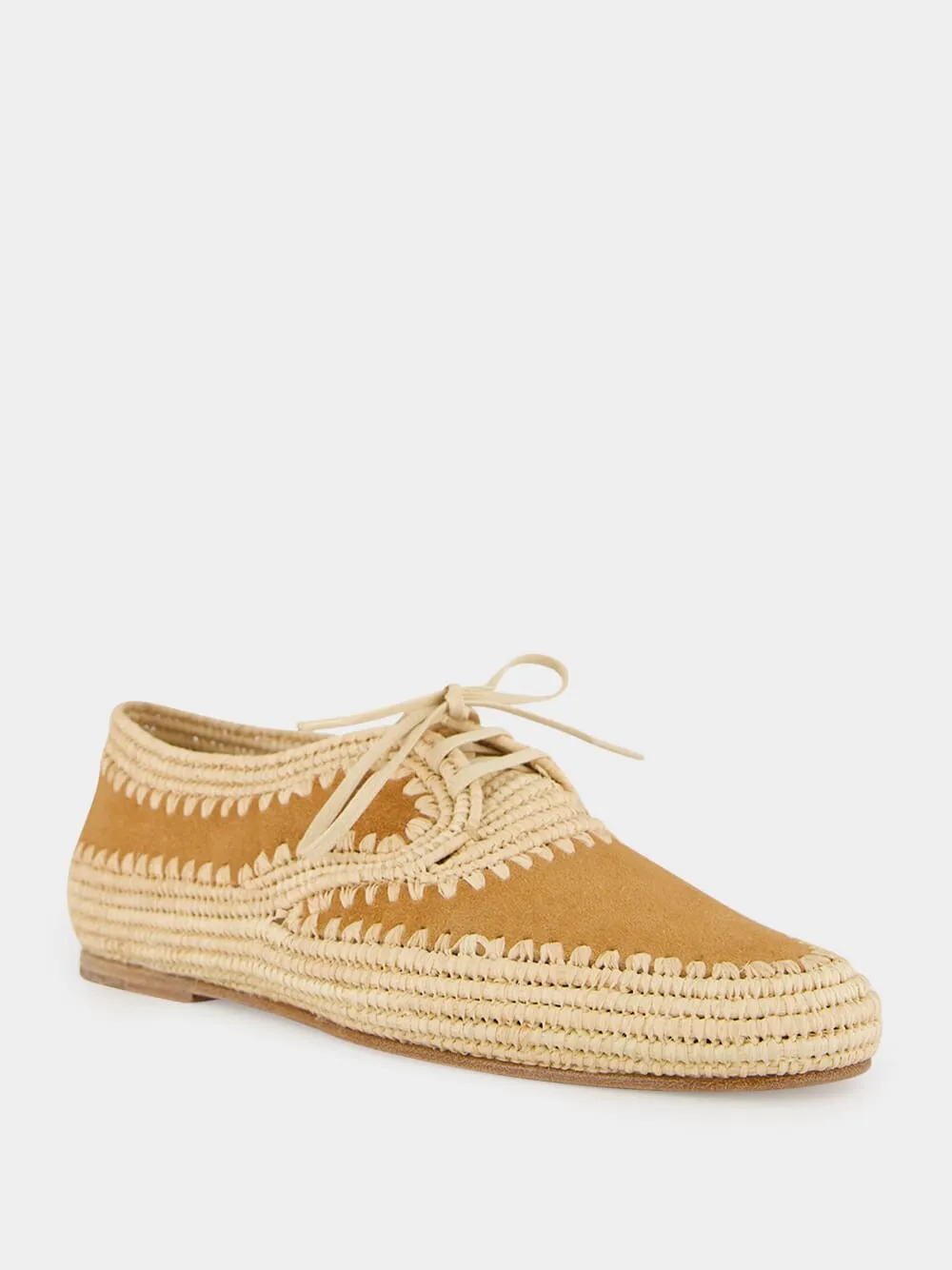 Camel Suede and Natural Raffia Strength Derbies sold by Fashion Clinic product image thumbnail 2