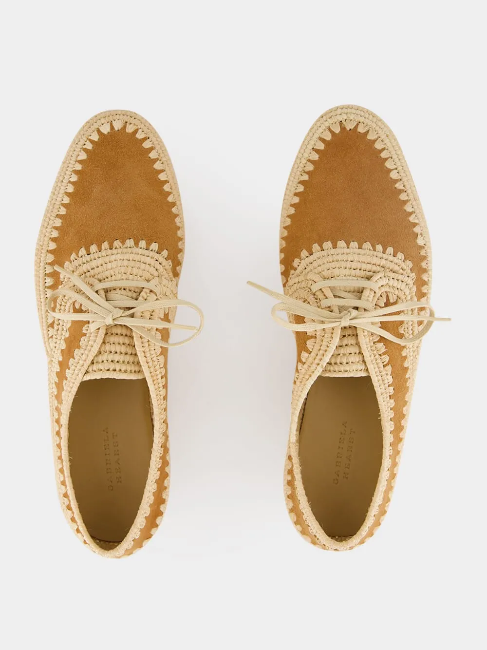 Camel Suede and Natural Raffia Strength Derbies sold by Fashion Clinic product image thumbnail 4