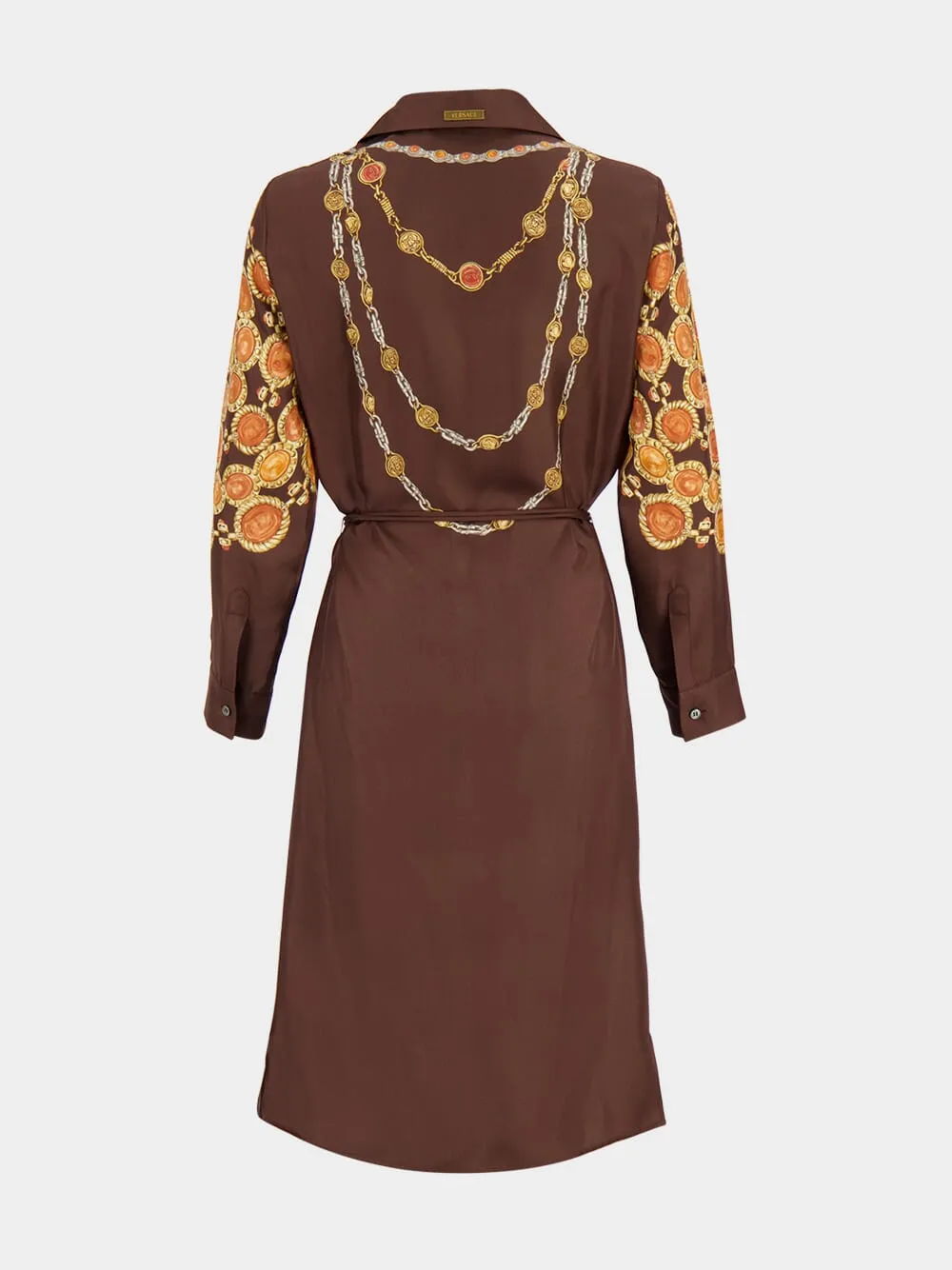 Brown Printed Silk Twill Mini Shirt Dress sold by Fashion Clinic product image thumbnail 3