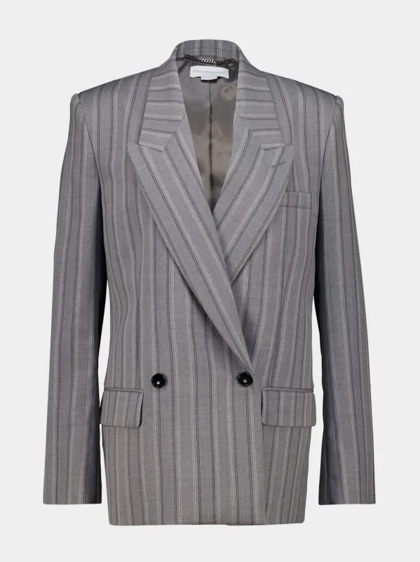 Grey Melange Striped Wool Blazer made by Stella McCartney