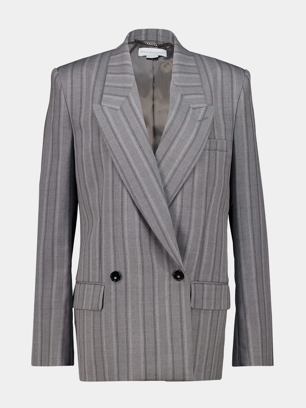 Grey Melange Striped Wool Blazer sold by Fashion Clinic