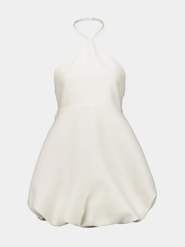 Ivory Halter Neck Wool Mini Dress made by Balenciaga