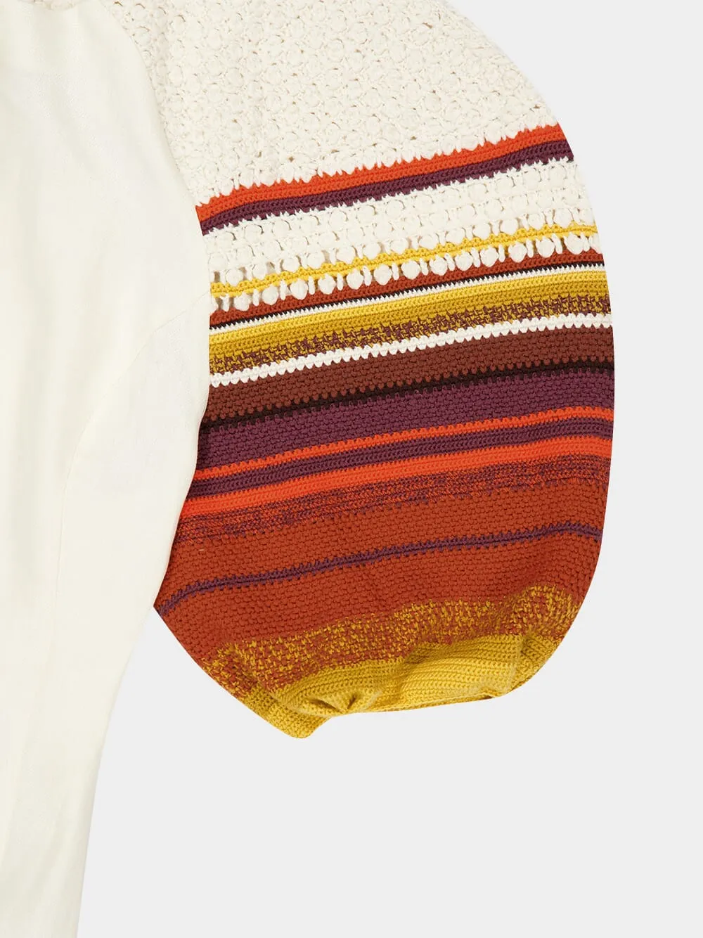 Ivory Nomo Crochet Puff Sleeve Linen Maxi Dress sold by Fashion Clinic product image thumbnail 5