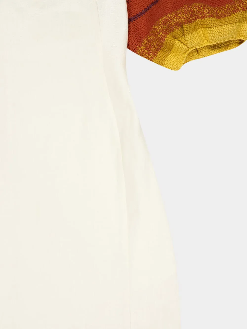 Ivory Nomo Crochet Puff Sleeve Linen Maxi Dress sold by Fashion Clinic product image thumbnail 4