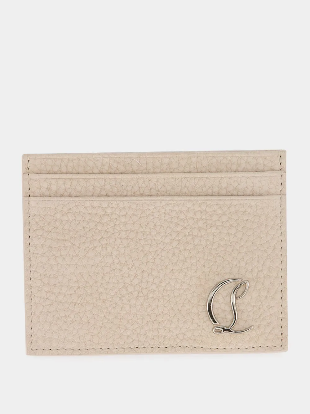 Beige Mooncrest Grained Leather Card Holder sold by Fashion Clinic