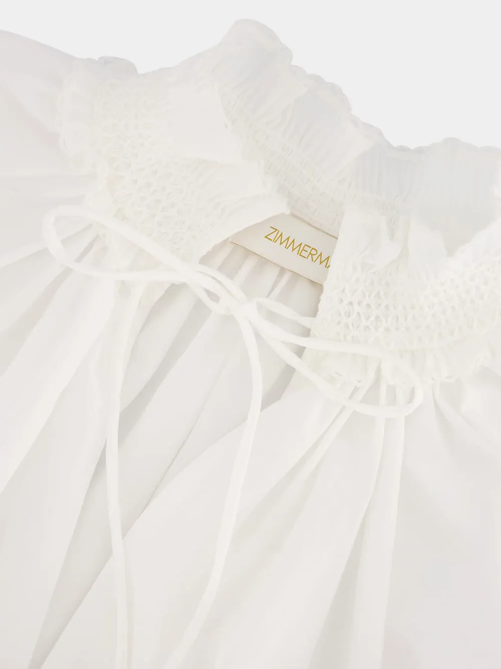 Ivory Lace Trim Shirred Blouse sold by Fashion Clinic product image thumbnail 5