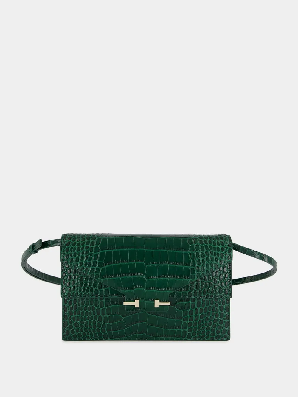 Emerald Croc-Effect Leather Shoulder Bag sold by Fashion Clinic