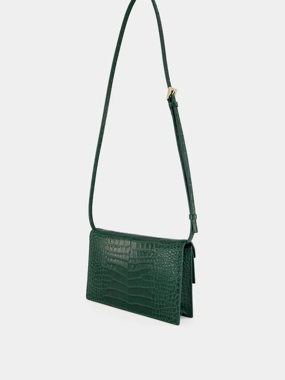 Emerald Croc-Effect Leather Shoulder Bag sold by Fashion Clinic product image thumbnail 5