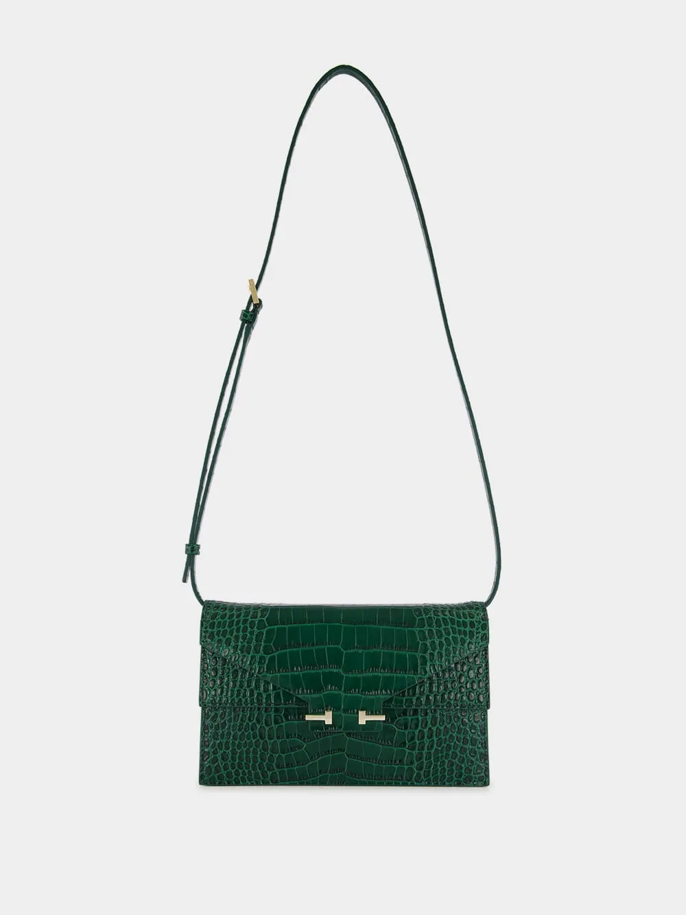 Emerald Croc-Effect Leather Shoulder Bag sold by Fashion Clinic product image thumbnail 2