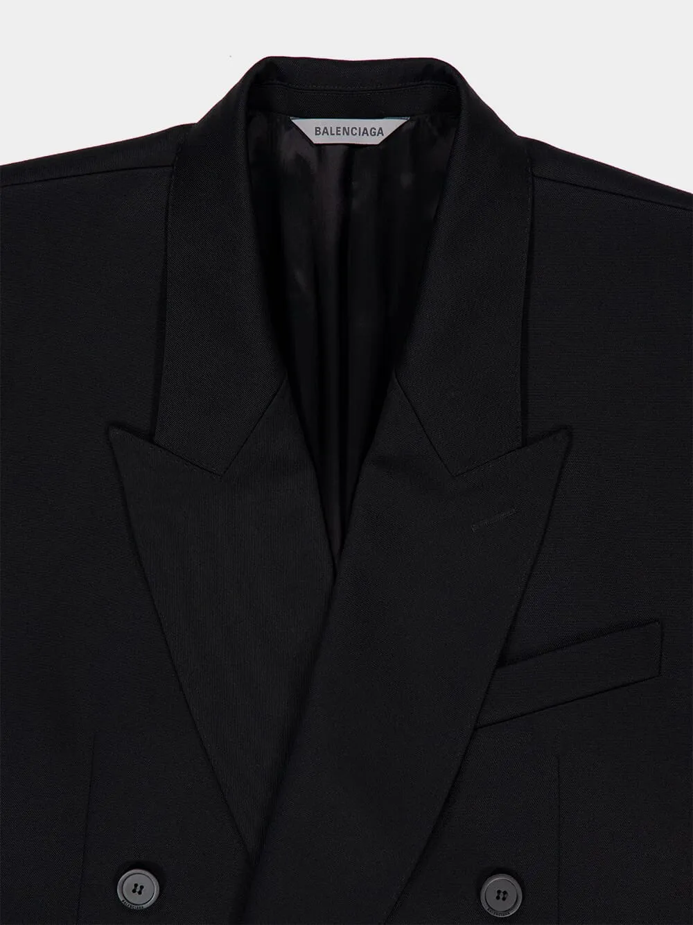 Black Double-Breasted Wool Blazer sold by Fashion Clinic product image thumbnail 3