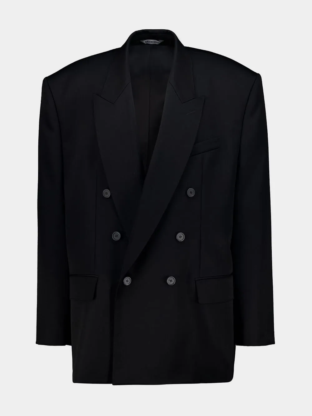 Black Double-Breasted Wool Blazer sold by Fashion Clinic