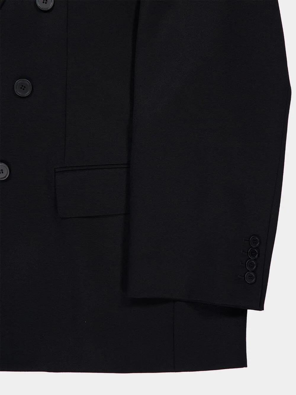 Black Double-Breasted Wool Blazer sold by Fashion Clinic product image thumbnail 4