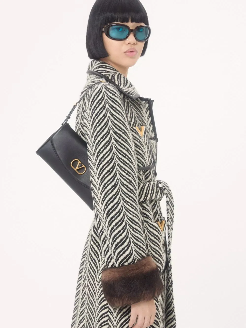 Black DeVain Small Nappa Shoulder Bag sold by Fashion Clinic product image thumbnail 4