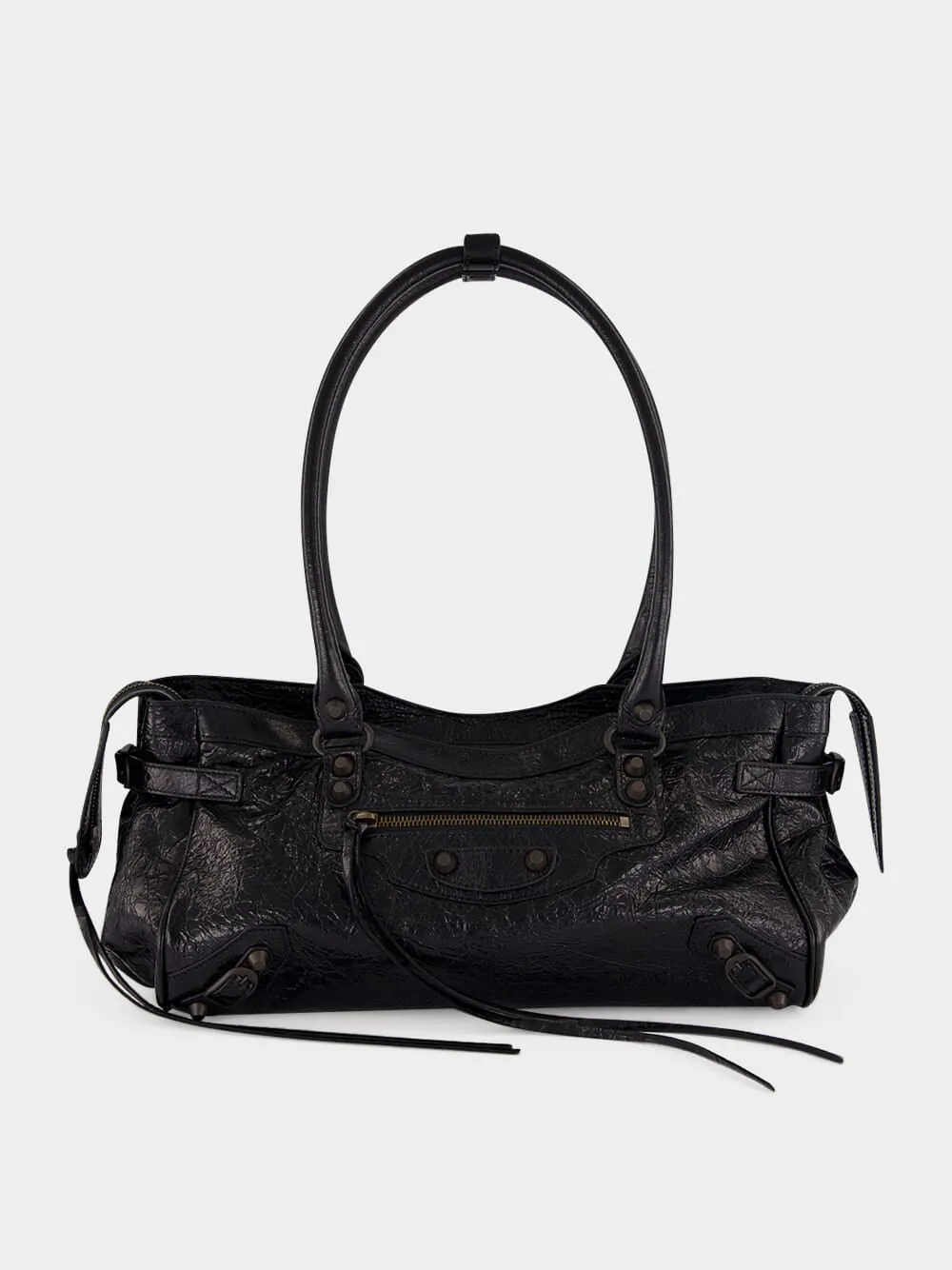 Black East-West Leather City Bag sold by Fashion Clinic