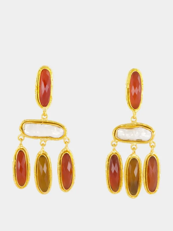 Grace Jasper and Pearl Drop Earrings made by Fashion Clinic