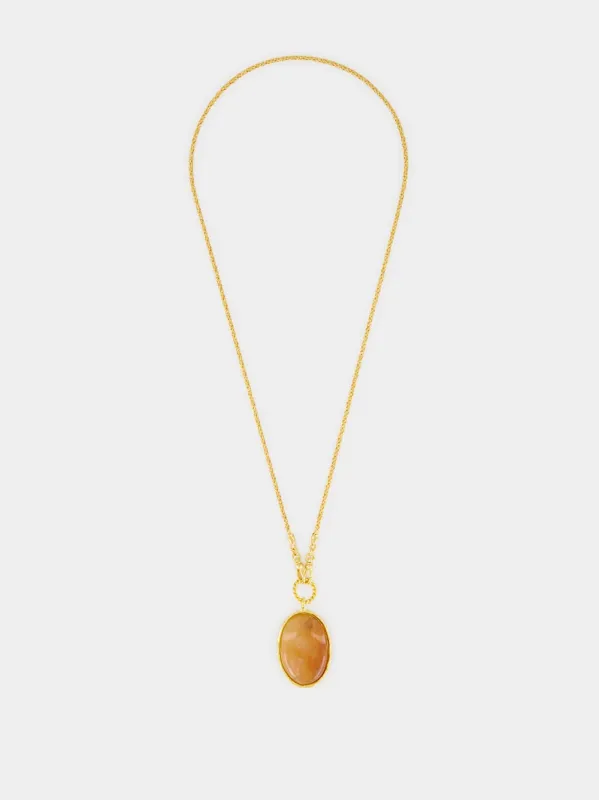 Gold Talisman Jasper Pendant Necklace made by Fashion Clinic