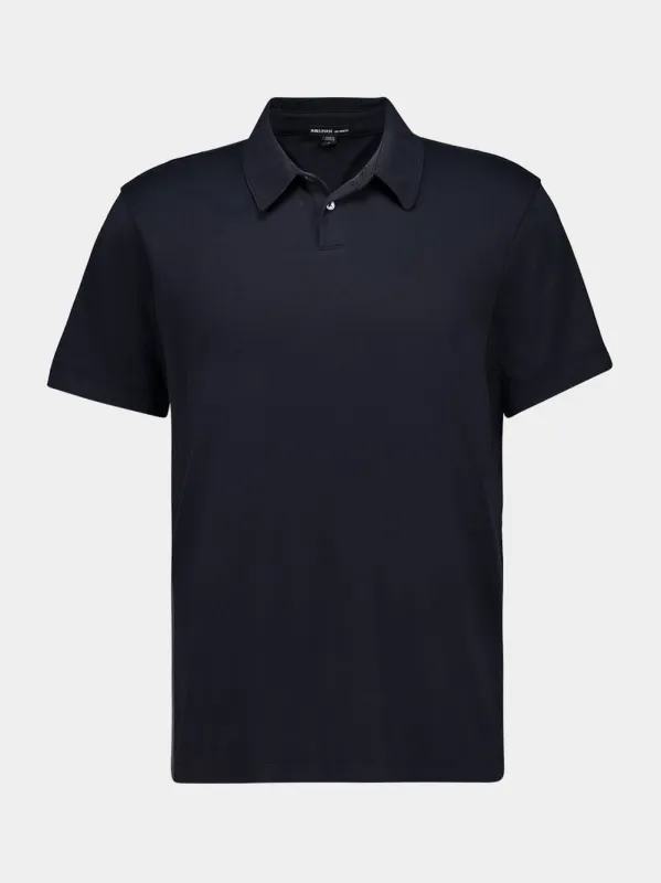 Black Brushed Lotus Cotton Polo made by James Perse