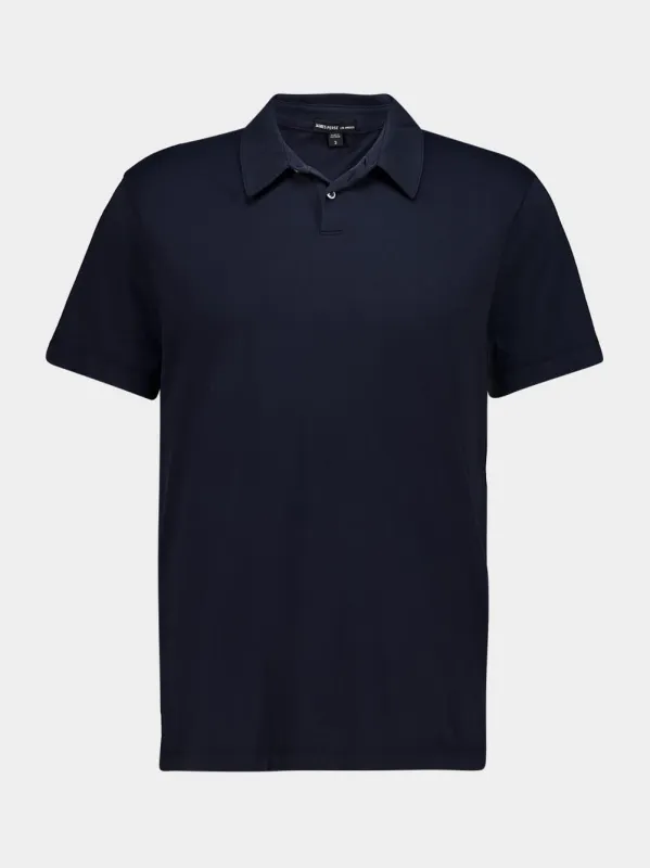 Deep Blue Brushed Lotus Cotton Polo made by James Perse