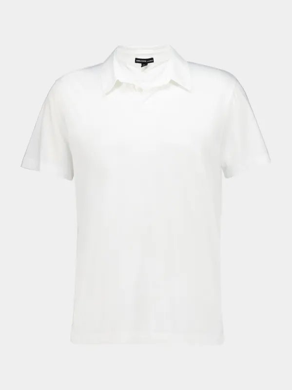 White Brushed Lotus Cotton Polo made by James Perse