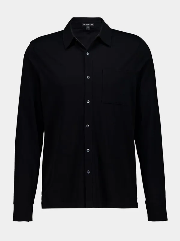 Black Clean Finish Cotton Jersey Shirt made by James Perse