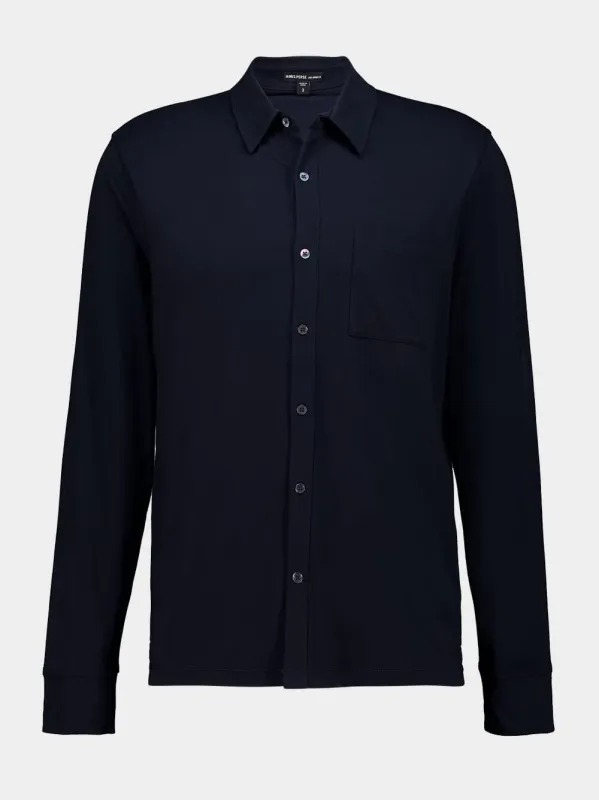 Deep Blue Clean Finish Cotton Jersey Shirt made by James Perse