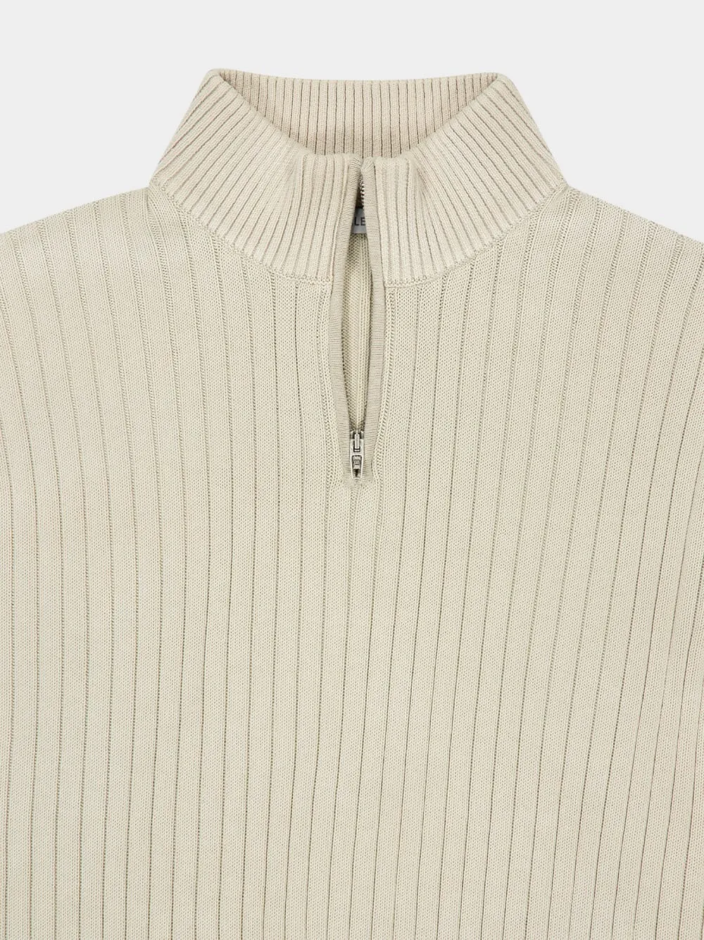 Light Grey Ribbed Zip-Neck Jumper sold by Fashion Clinic product image thumbnail 3