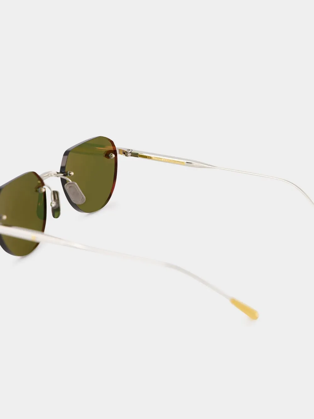 Grand Prix Green Rimless Sunglasses sold by Fashion Clinic product image thumbnail 4
