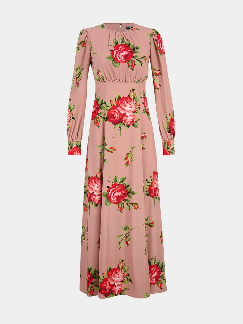 Rose Bouquet Print Silk Maxi Dress sold by Fashion Clinic