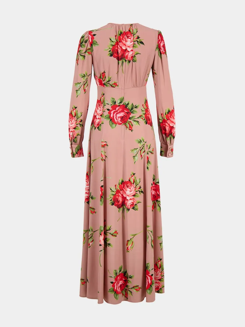 Rose Bouquet Print Silk Maxi Dress sold by Fashion Clinic product image thumbnail 2