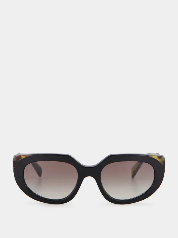 Black Tortoise Oval Sunglasses made by Prada