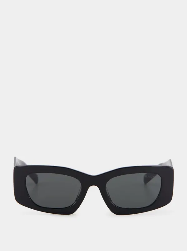 Black Rectangular Acetate Sunglasses made by Prada