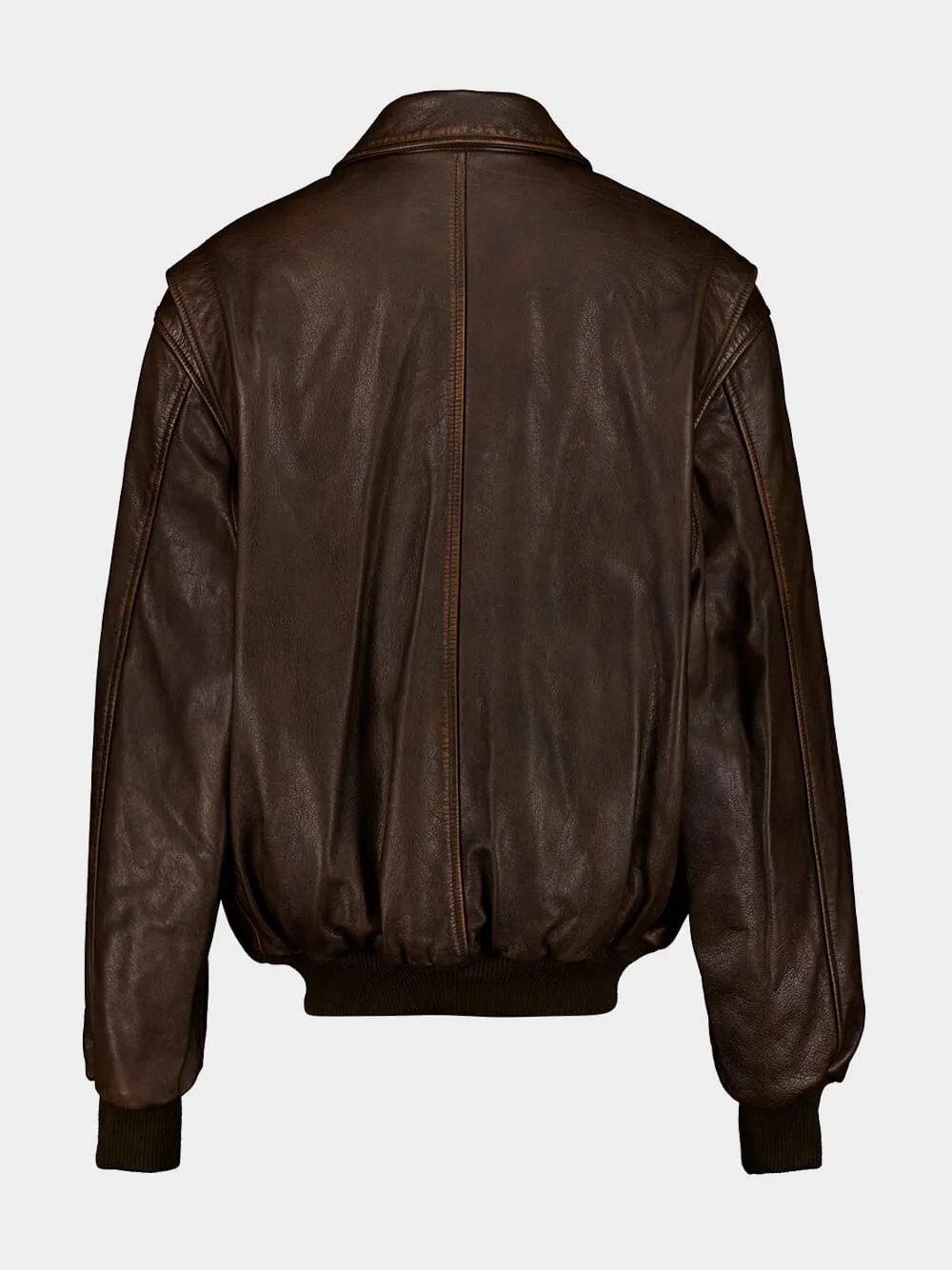 Brown Leather Zip-Front Jacket sold by Fashion Clinic product image thumbnail 2