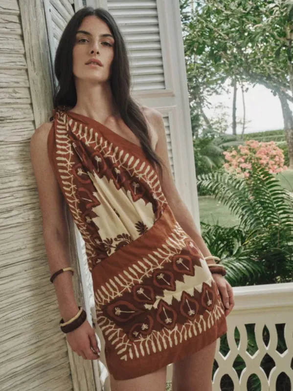 Sun Traveller One-Shoulder Mini Dress made by Johanna Ortiz