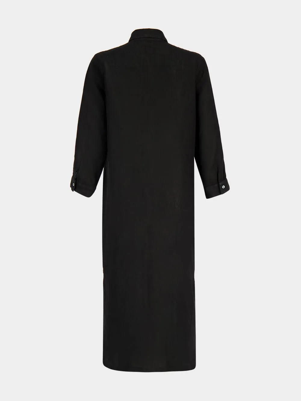 Black Linen Maxi Shirt Dress sold by Fashion Clinic product image thumbnail 2