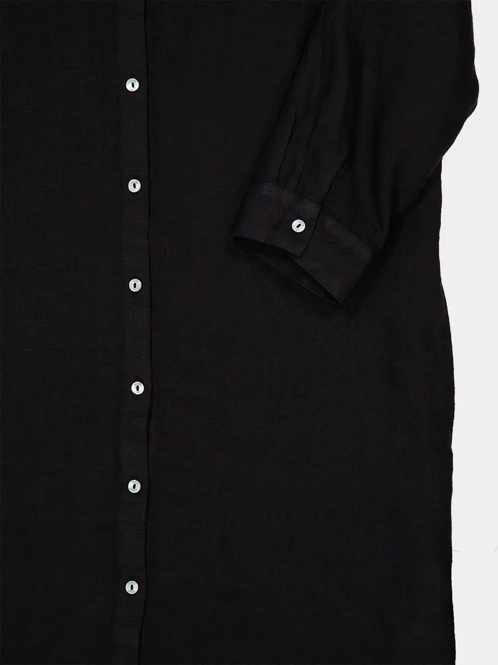 Black Linen Maxi Shirt Dress sold by Fashion Clinic product image thumbnail 4