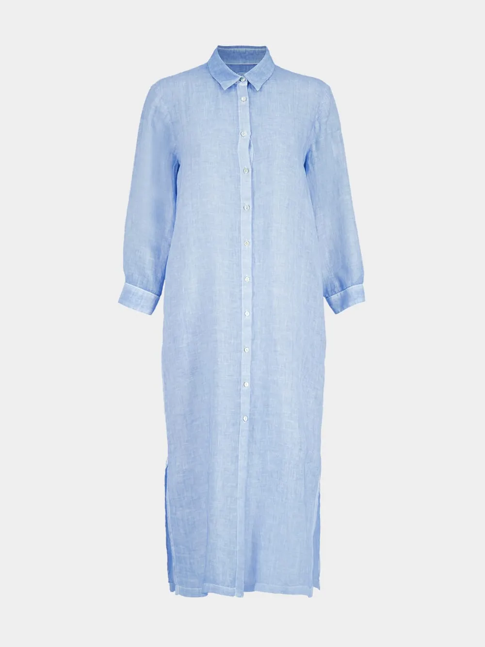 Blue Linen Maxi Shirt Dress sold by Fashion Clinic