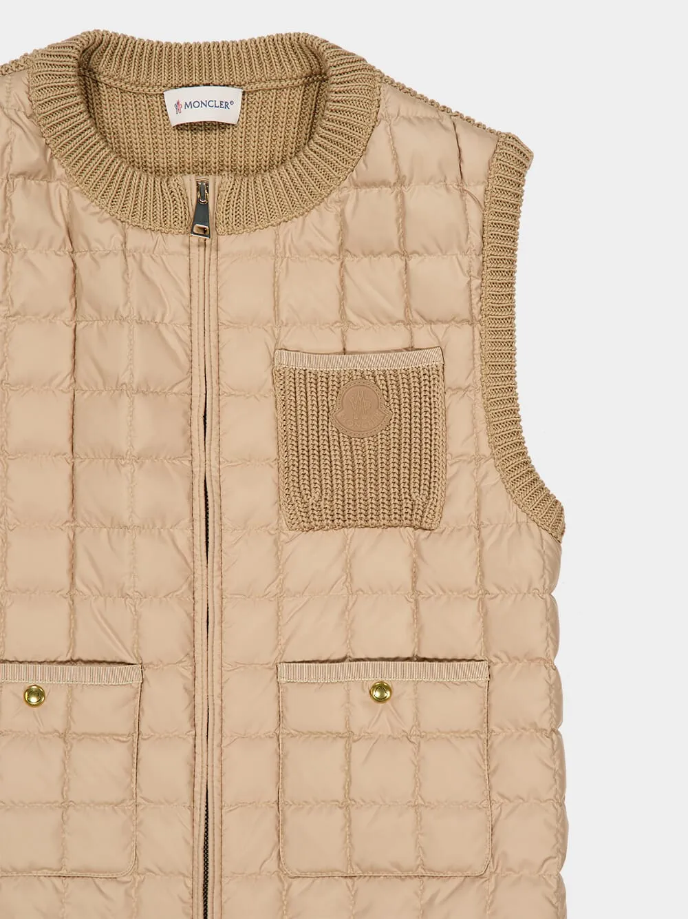 Beige Quilted Cotton Down Gilet sold by Fashion Clinic product image thumbnail 3