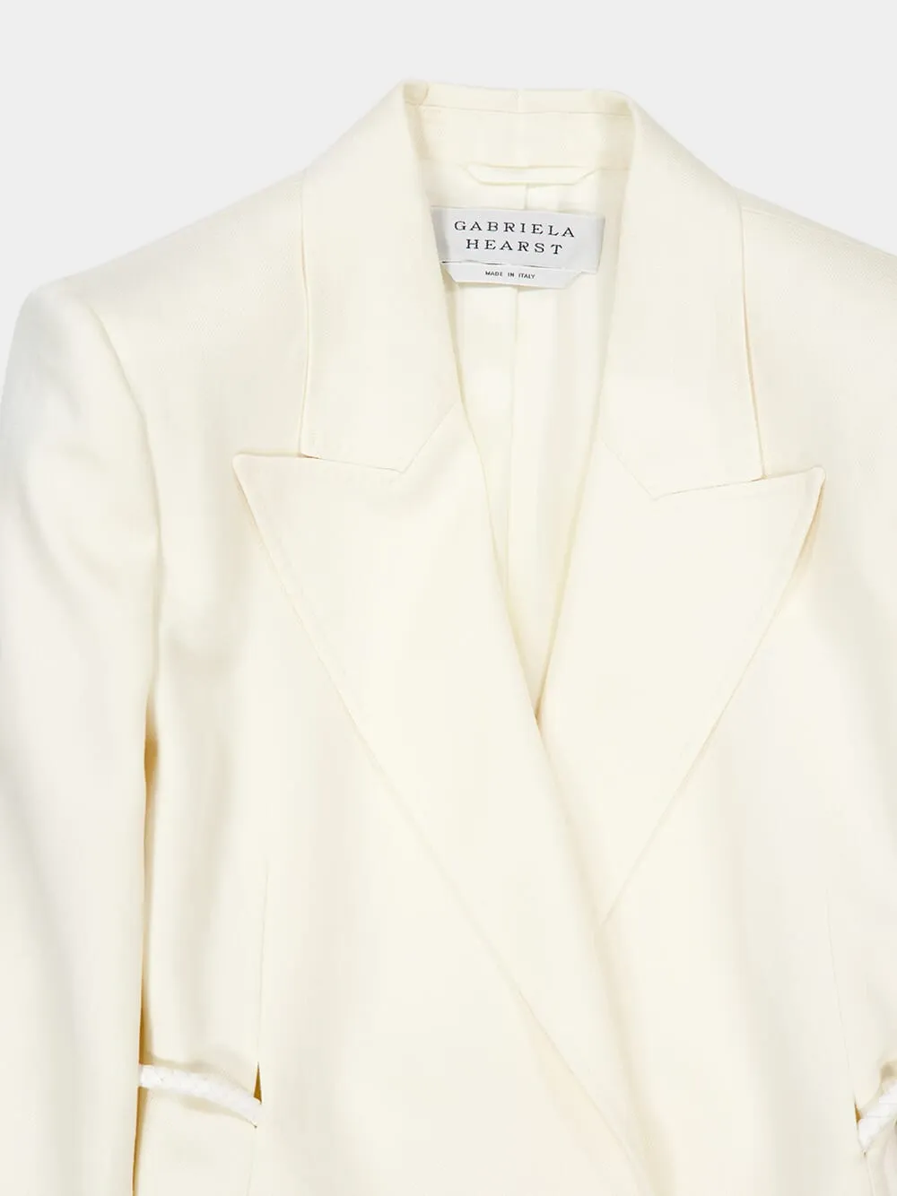 Ivory Linen Rope Waist Blazer sold by Fashion Clinic product image thumbnail 3