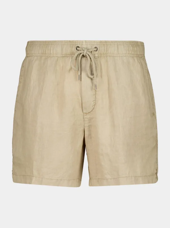 Light Khaki Linen Drawstring Shorts made by James Perse