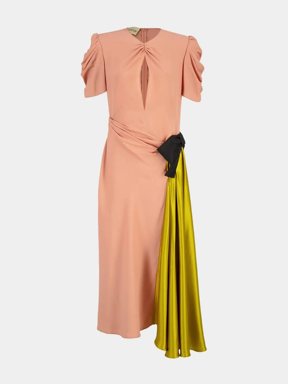 Pink Draped Midi Dress with Contrast sold by Fashion Clinic