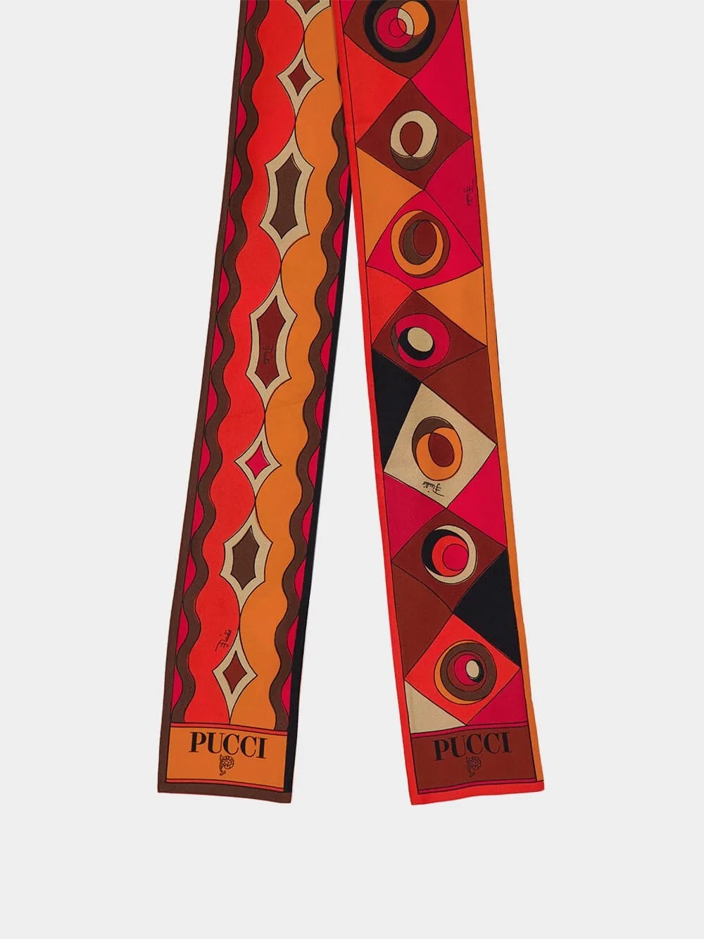 Black and Orange Mixed Print Silk Twill Scarf sold by Fashion Clinic product image thumbnail 3