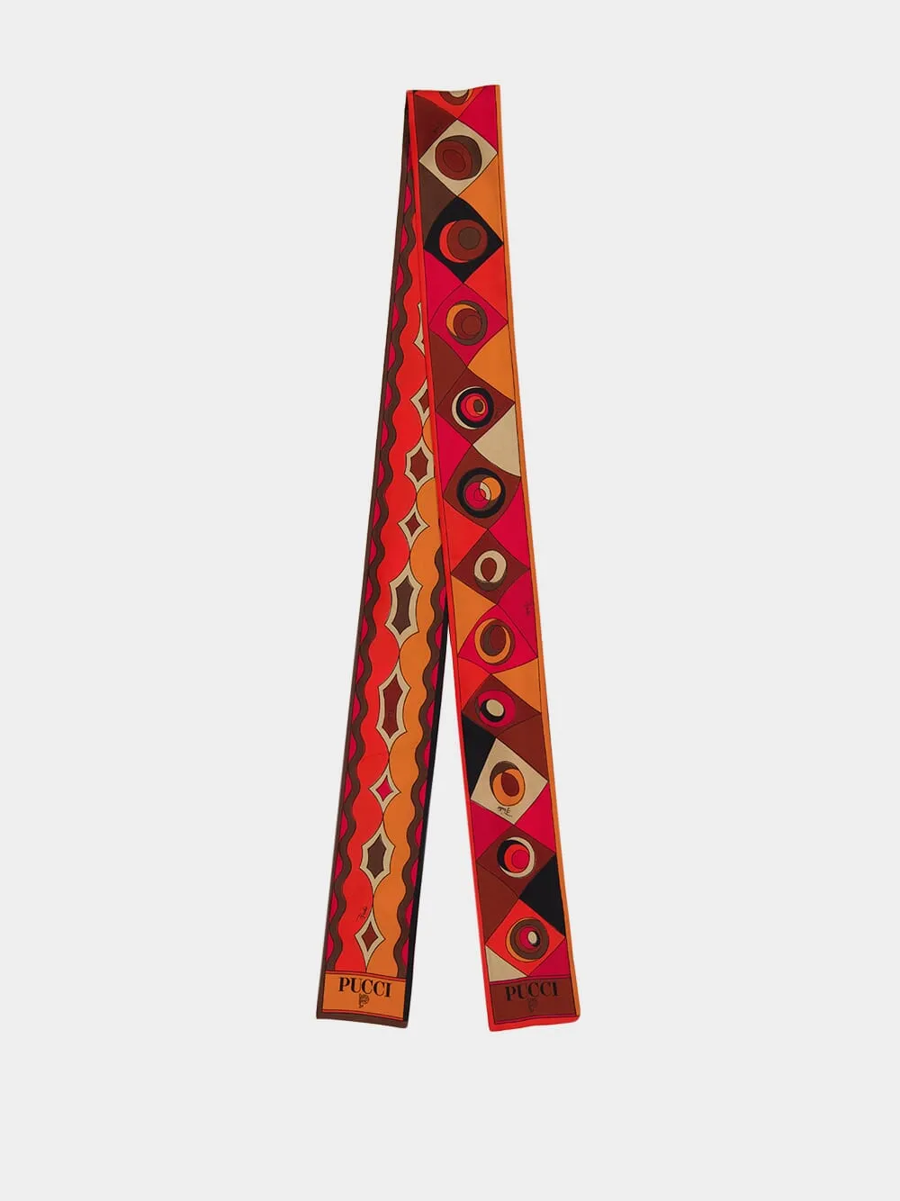 Black and Orange Mixed Print Silk Twill Scarf sold by Fashion Clinic product image thumbnail 2